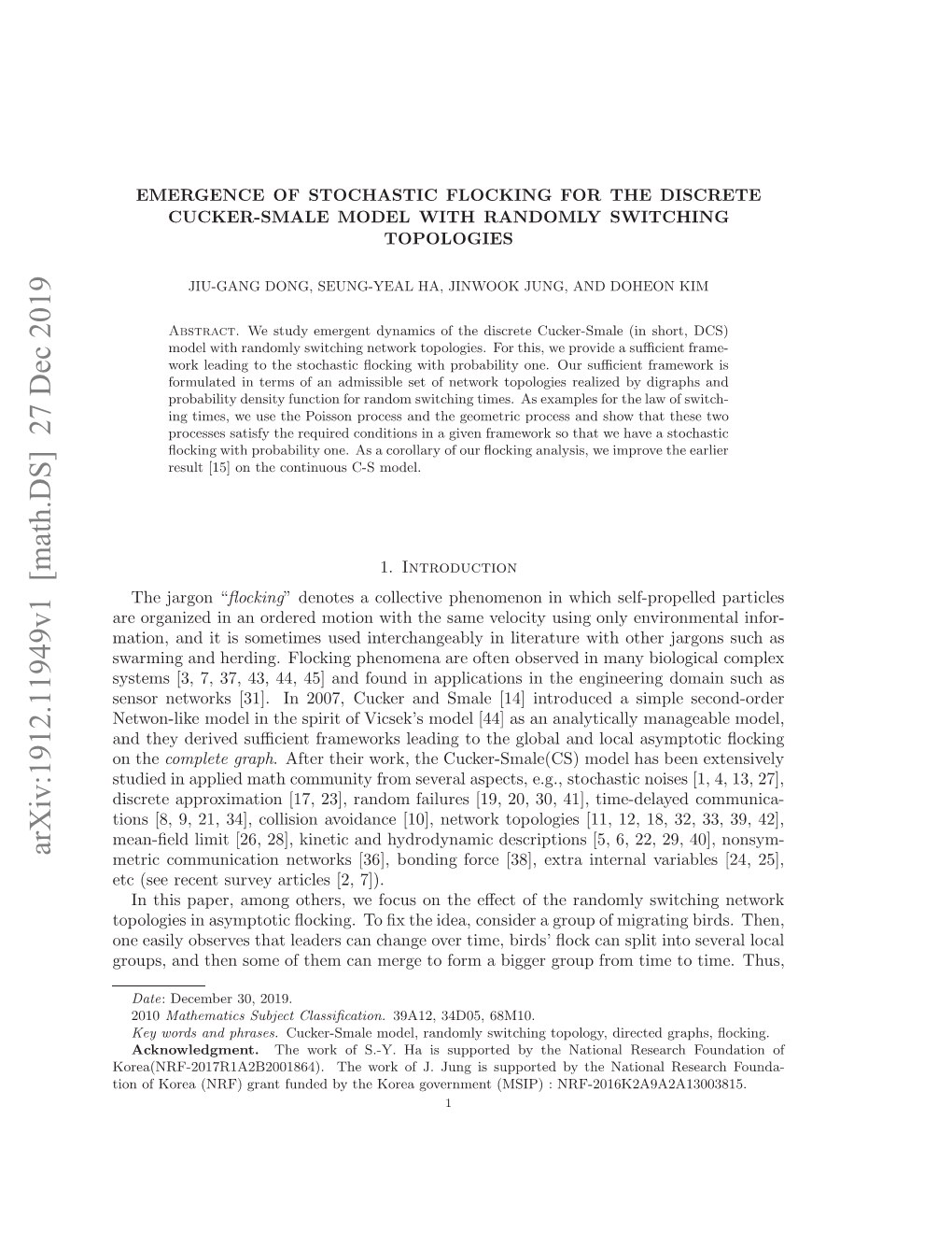 Emergence of Stochastic Flocking for the Discrete Cucker-Smale Model