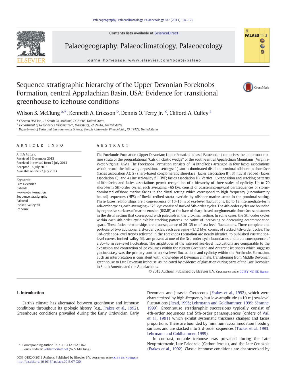 Evidence for Transitional Greenhouse to Icehouse Conditions