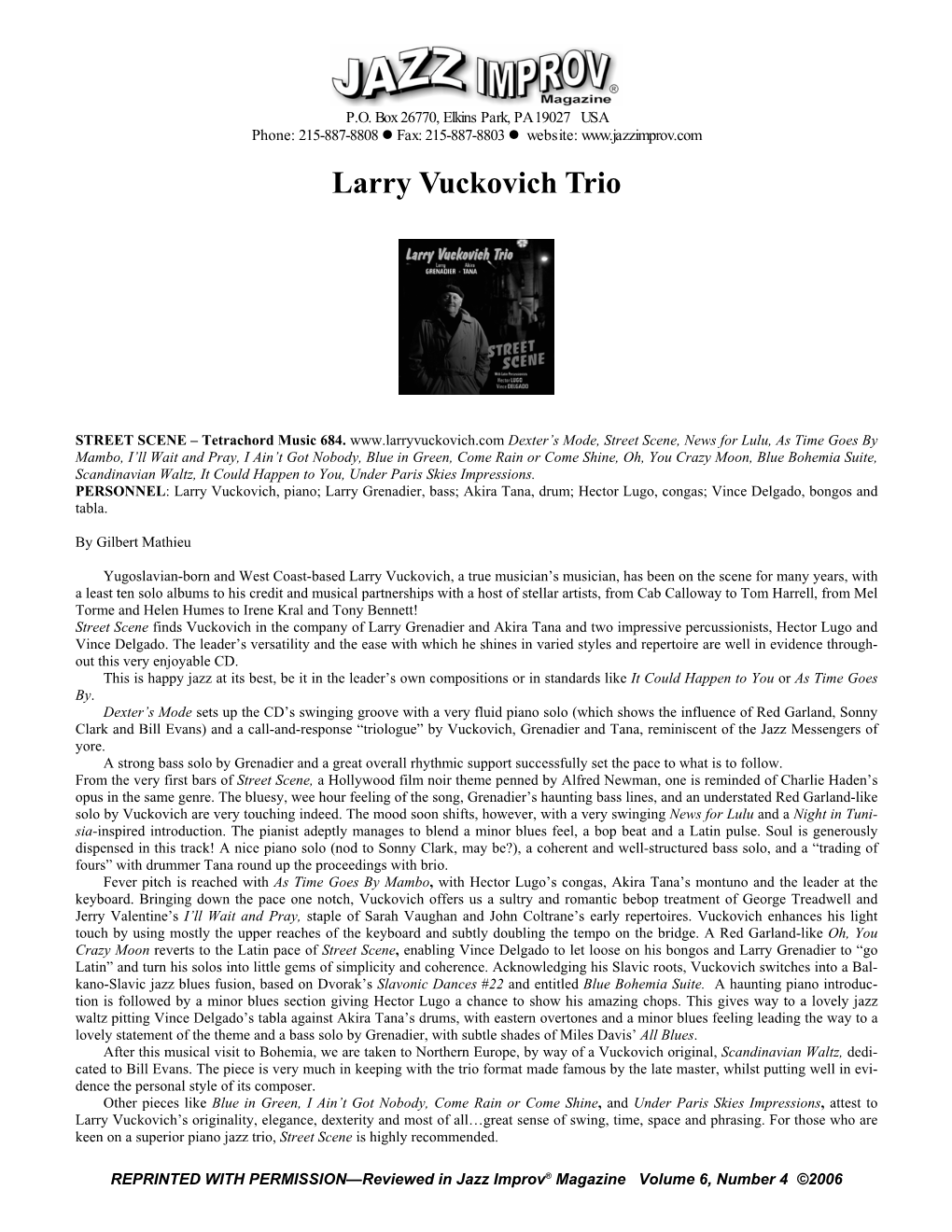 Larry Vuckovich CD Review V6N4.Pub