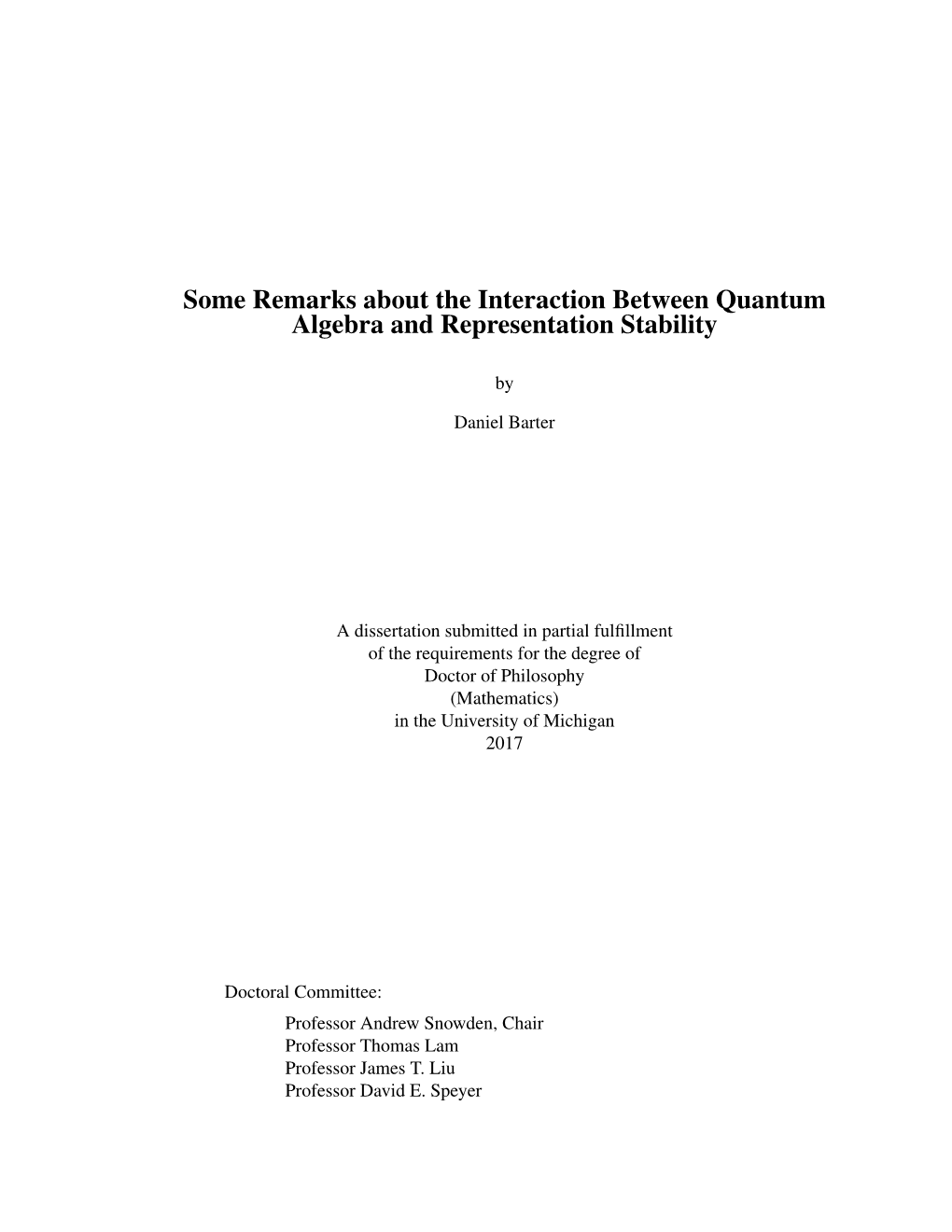 Some Remarks About the Interaction Between Quantum Algebra and Representation Stability