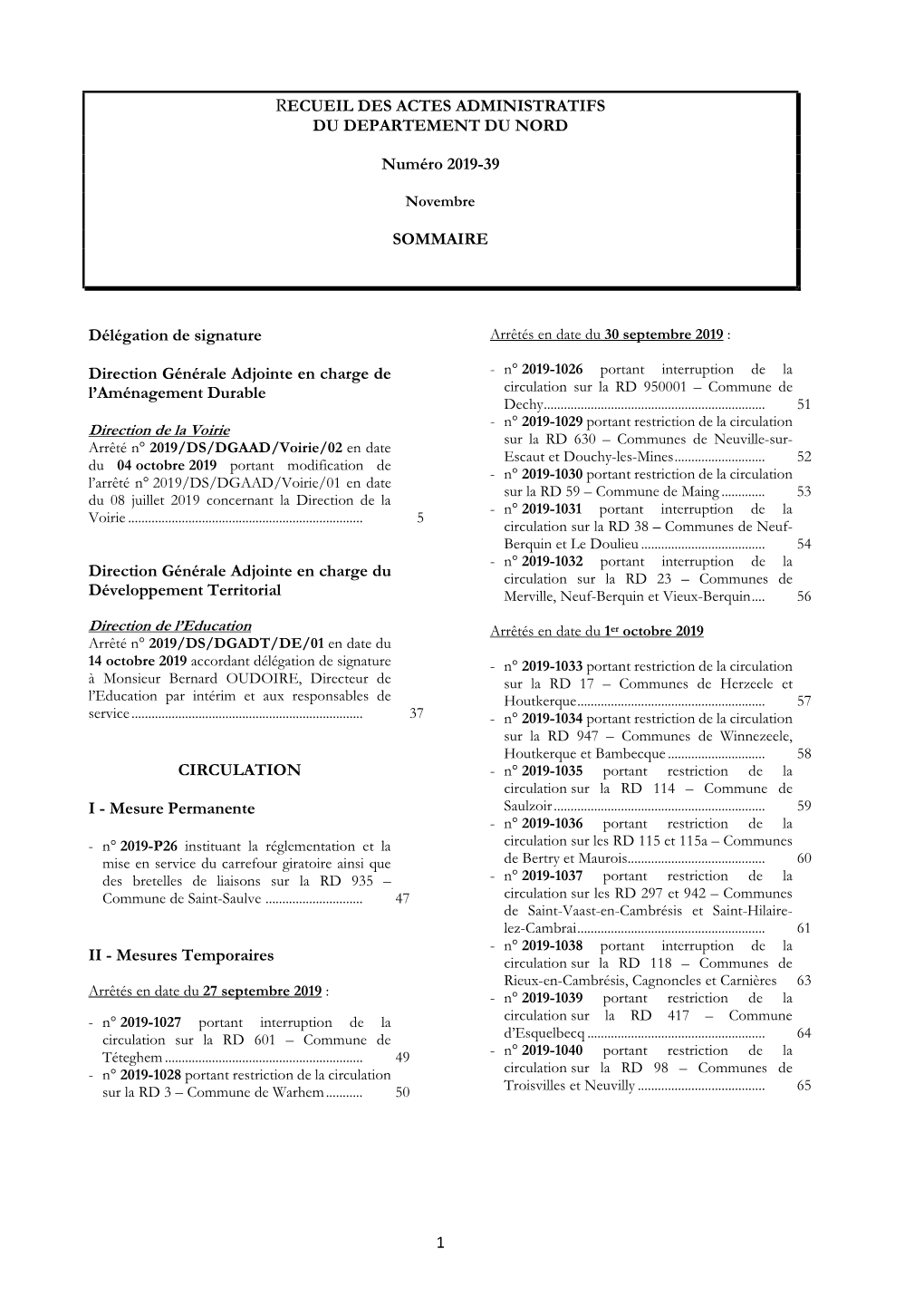 1 Recueil Des Actes Administratifs Du