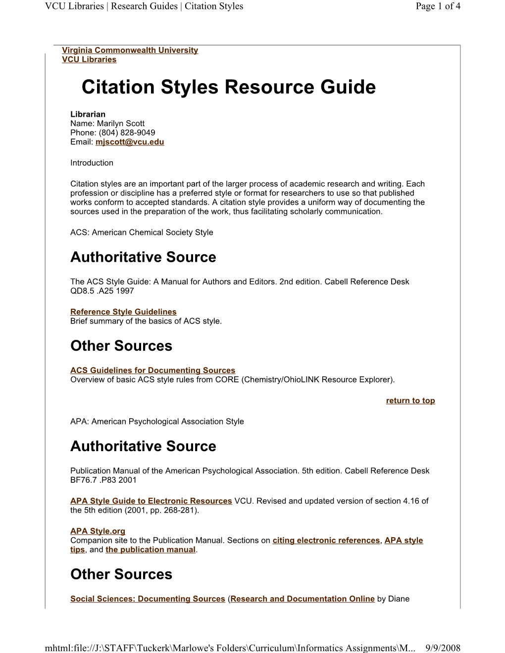 Citation Styles Resource Guide