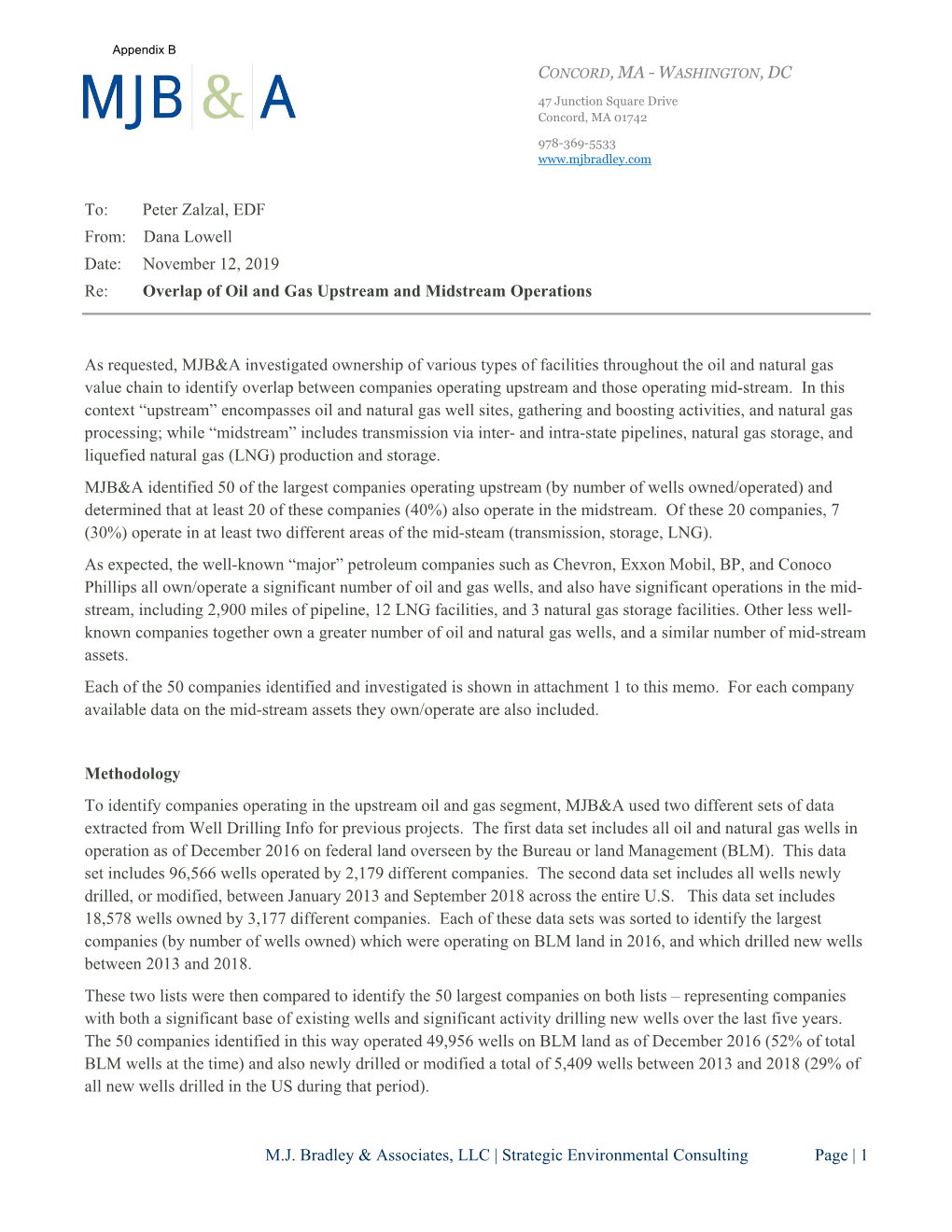 Appendix B, MJ Bradley, Overlap of Oil and Gas Upstream And