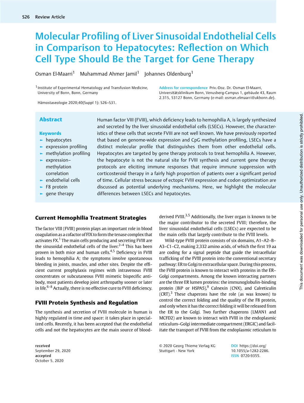 Molecular Profiling of Liver Sinusoidal Endothelial Cells in Comparison To