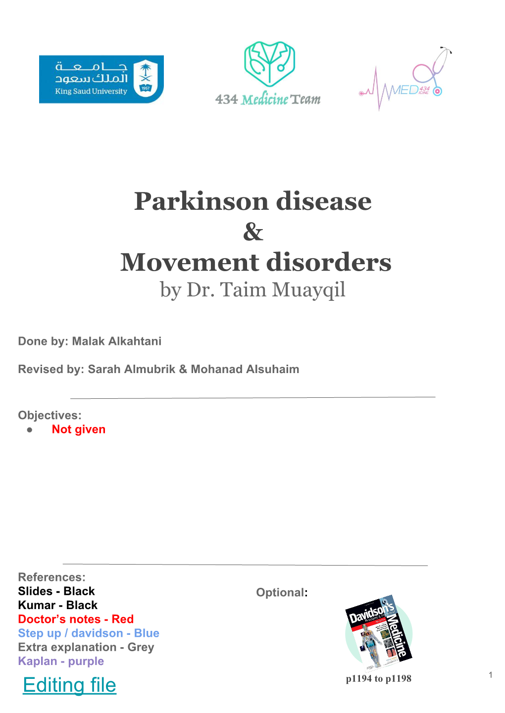 Parkinson Disease & Movement Disorders