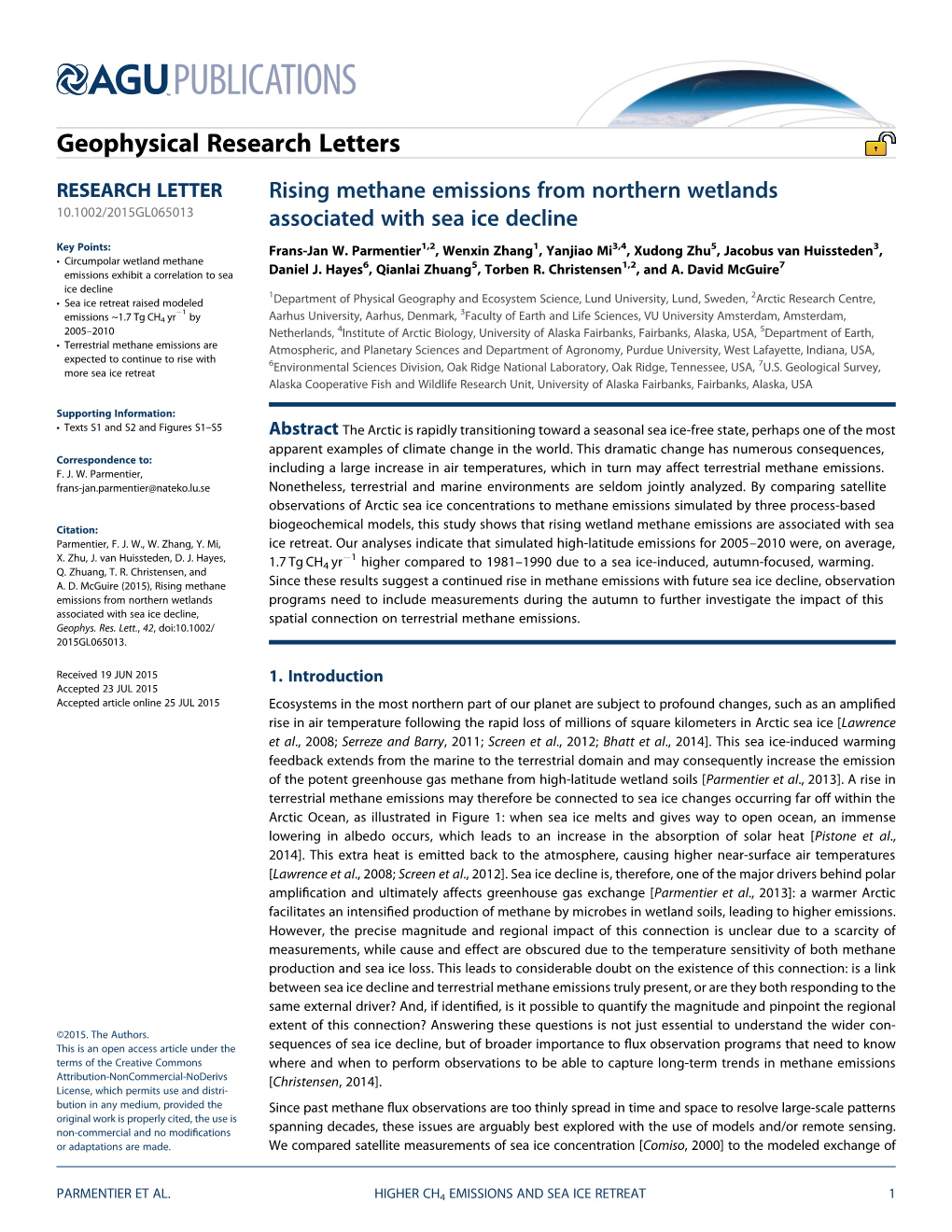 Rising Methane Emissions from Northern Wetlands Associated With