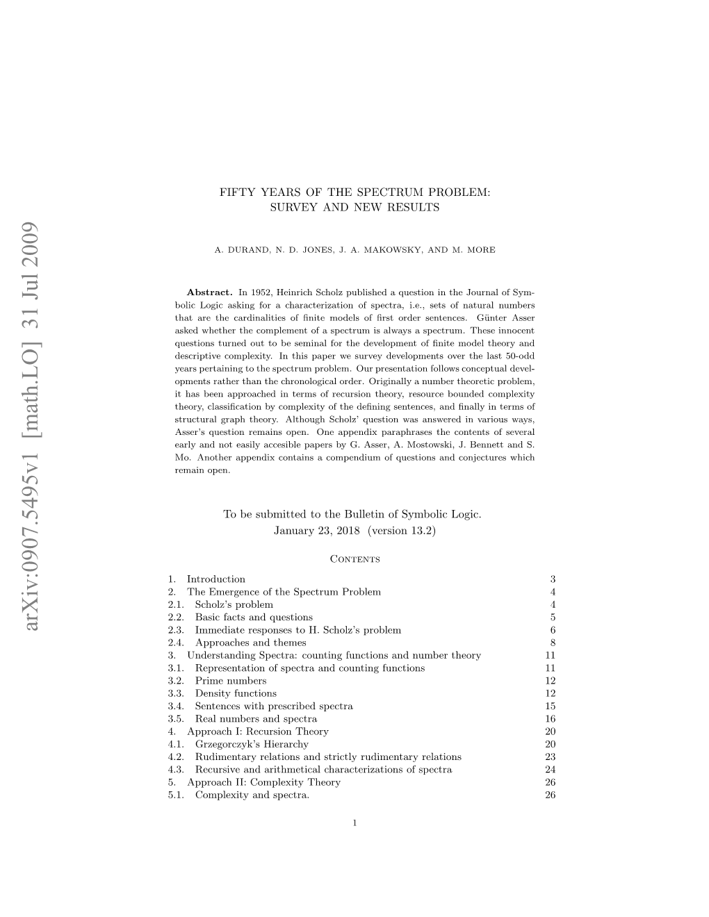 Fifty Years of the Spectrum Problem: Survey and New Results