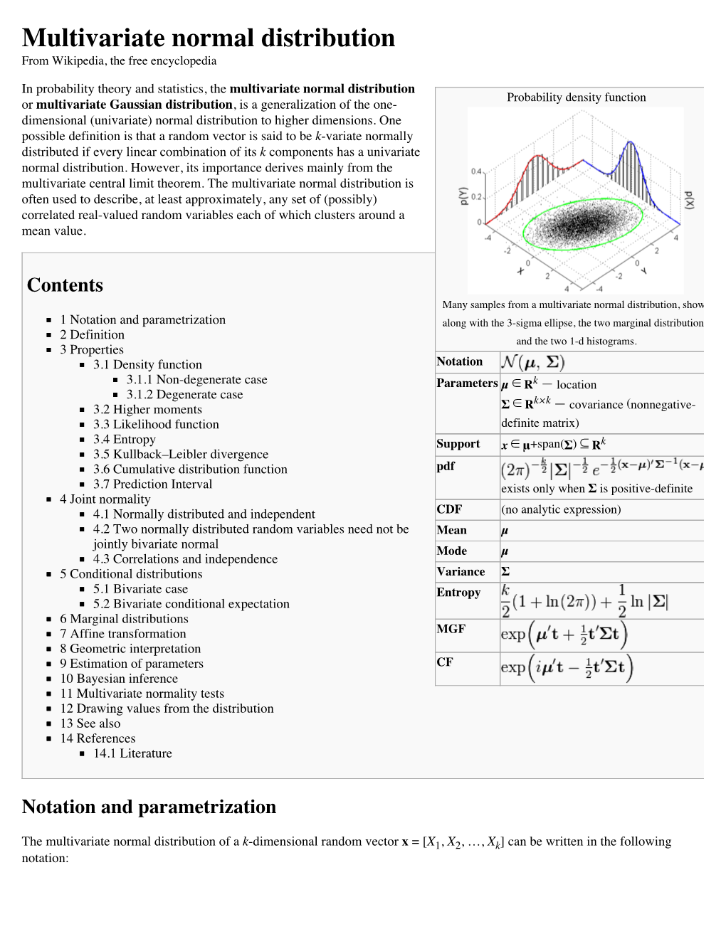 Multivariate Normal Distribution from Wikipedia, the Free Encyclopedia