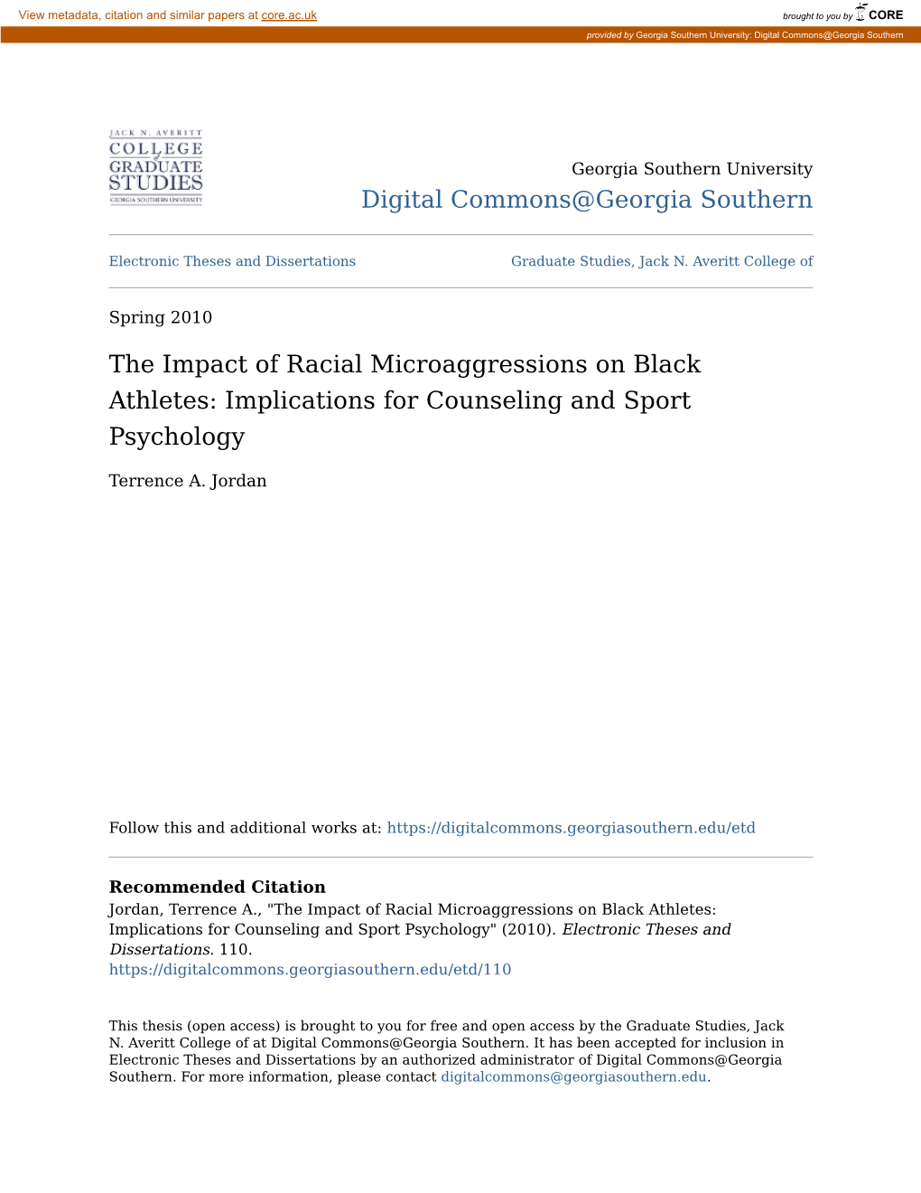 The Impact of Racial Microaggressions on Black Athletes: Implications for Counseling and Sport Psychology