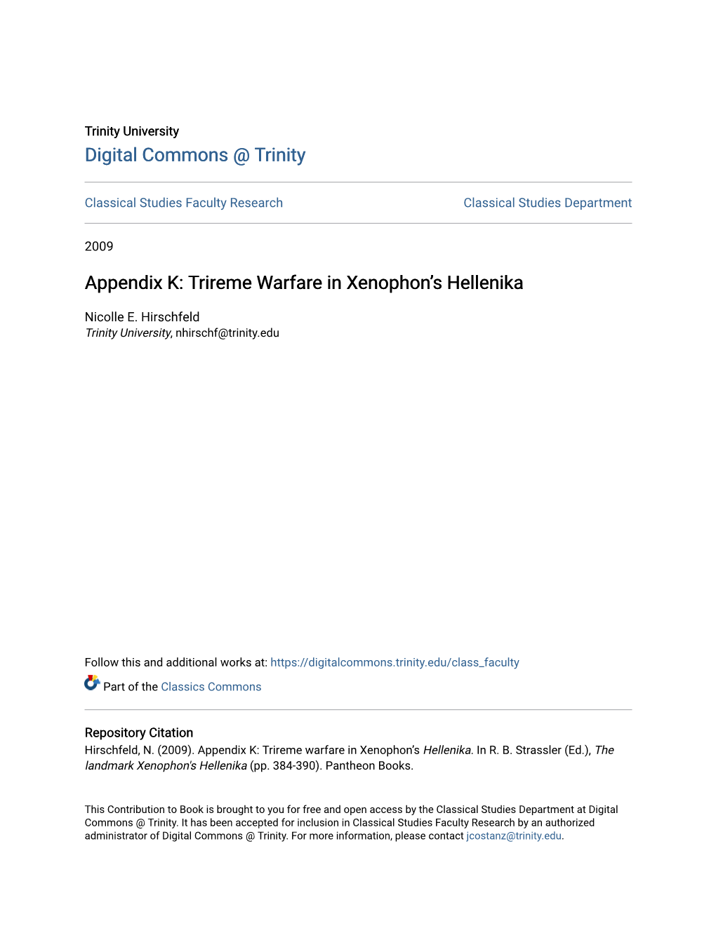 Appendix K: Trireme Warfare in Xenophon's Hellenika