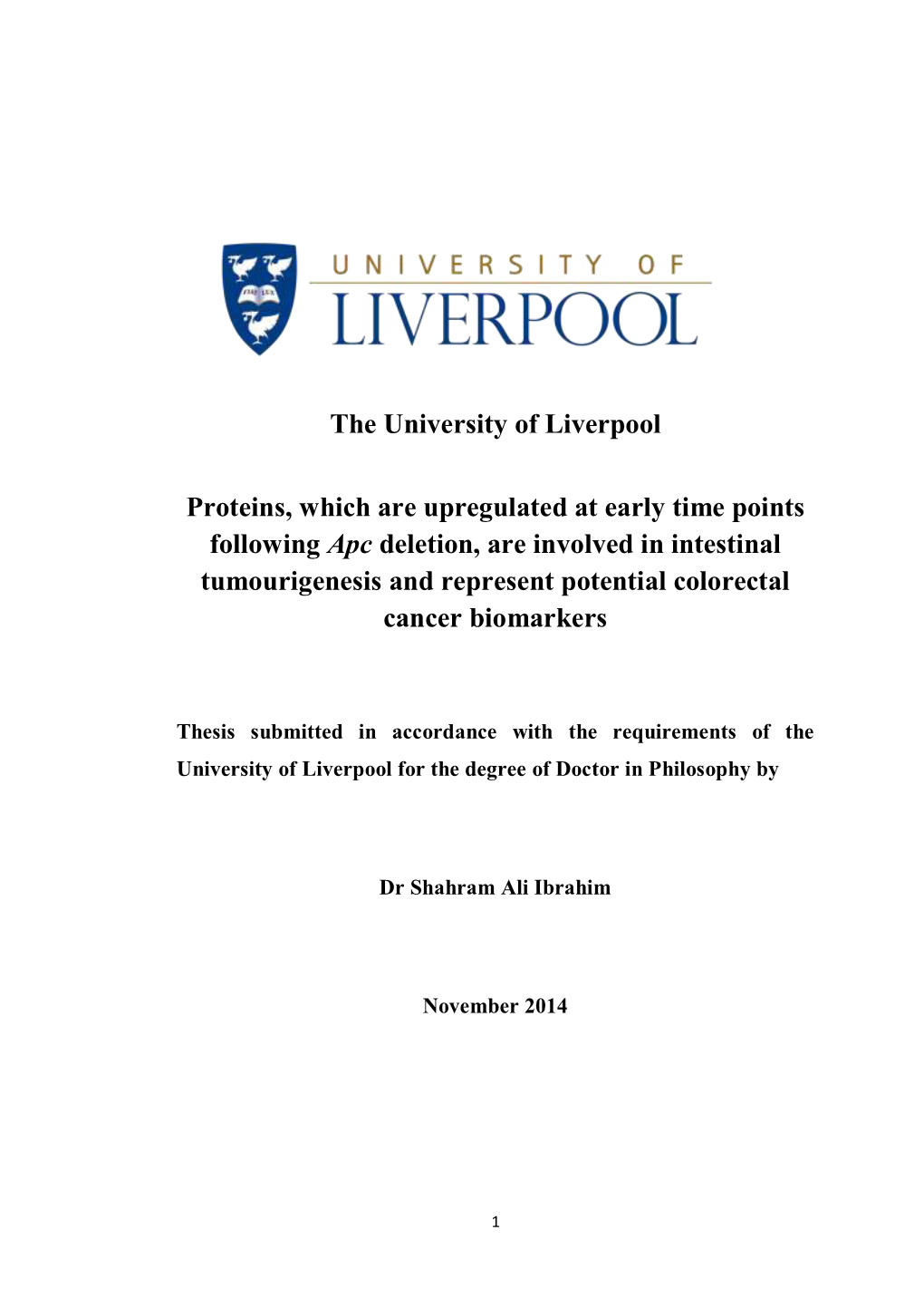 The University of Liverpool Proteins, Which Are Upregulated at Early Time