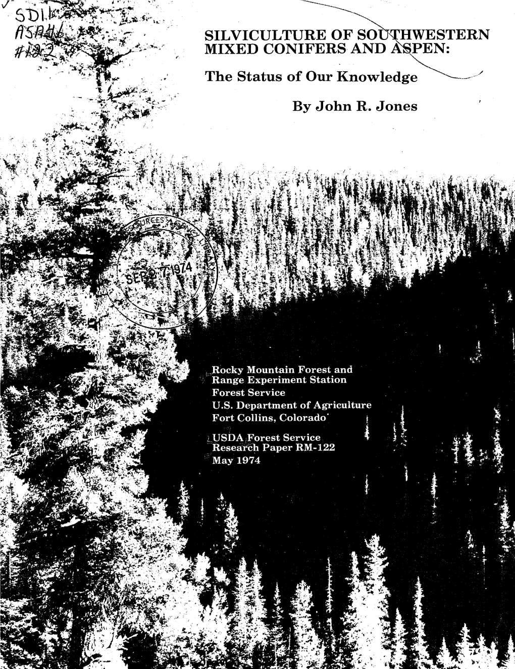 SILVICULTURE of MIXED CONIFERS the Status of Our