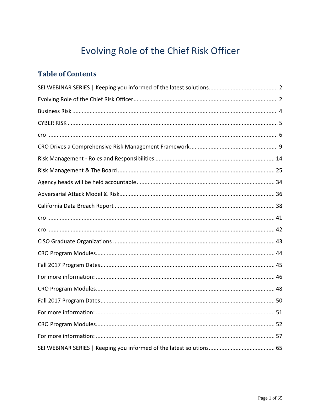 Evolving Role of the Chief Risk Officer