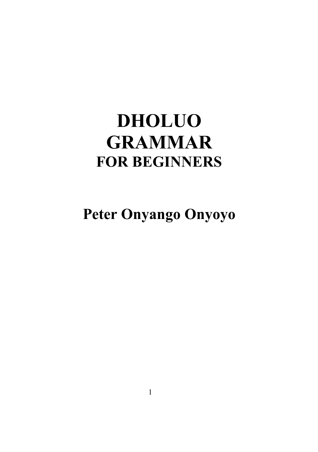 Dholuo Grammar for Beginners