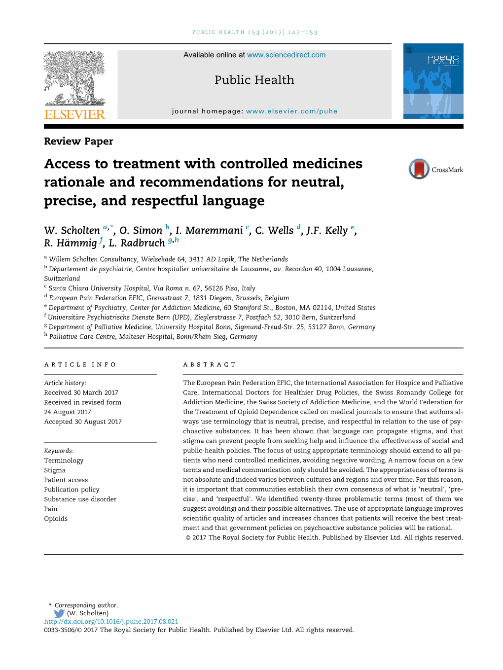 Access to Treatment with Controlled Medicines Rationale and Recommendations for Neutral, Precise, and Respectful Language