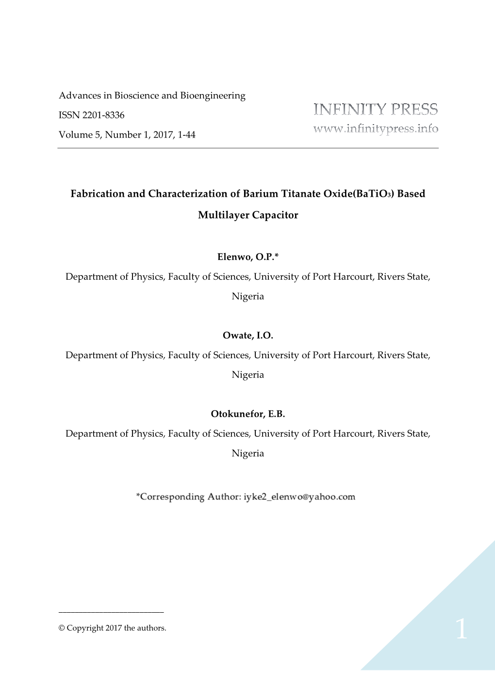 Fabrication and Characterization of Barium Titanate Oxide(Batio3) Based