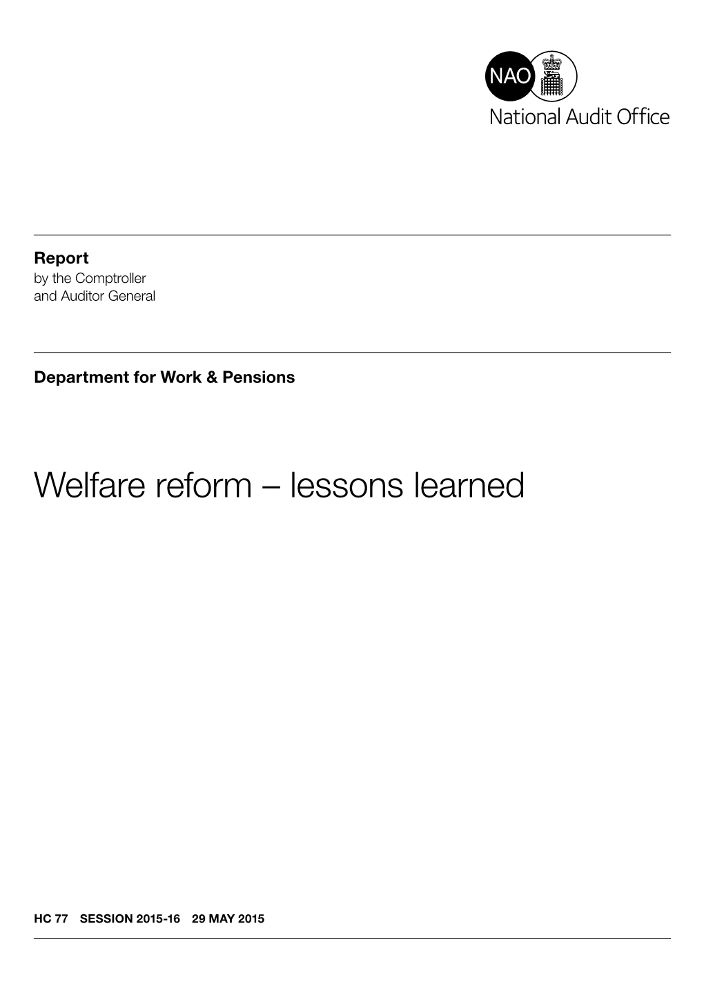 Welfare Reform – Lessons Learned