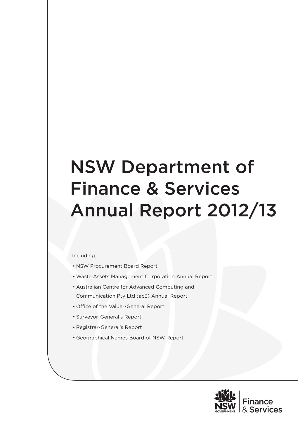 NSW Department of Finance & Services Annual Report 2012/13