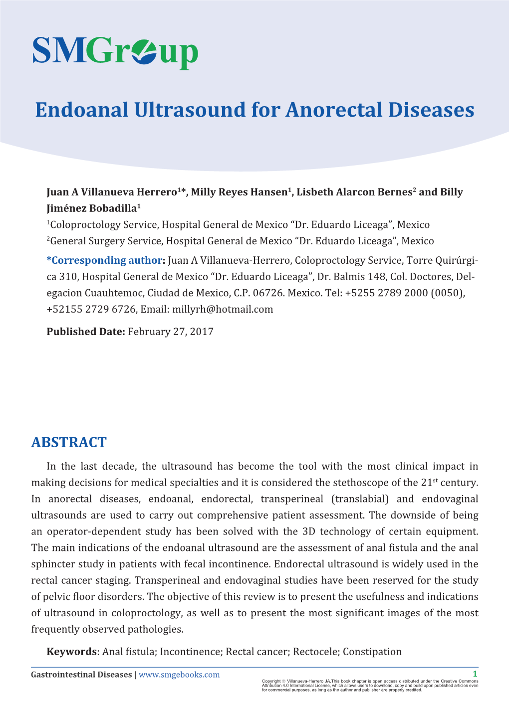 Endoanal Ultrasound for Anorectal Diseases Juan a Villanueva