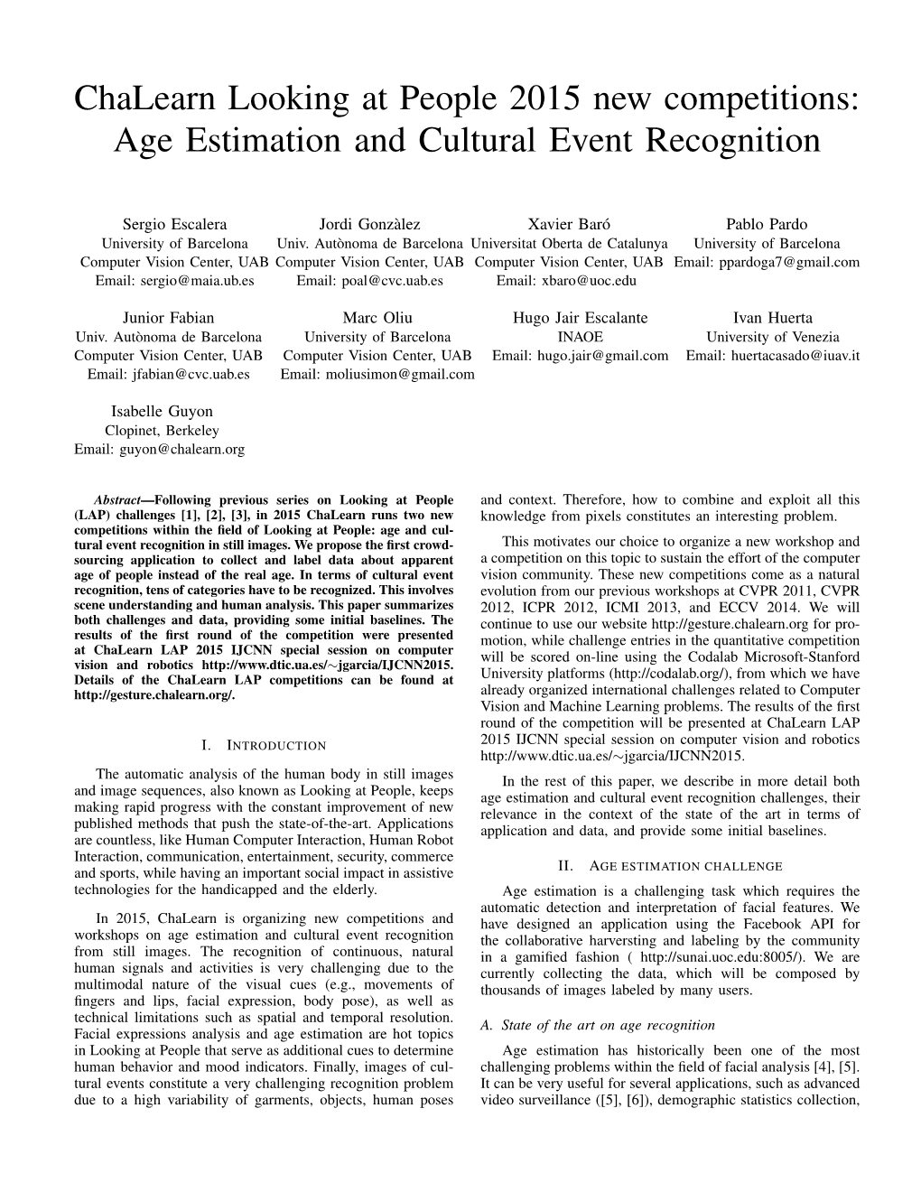Age Estimation and Cultural Event Recognition