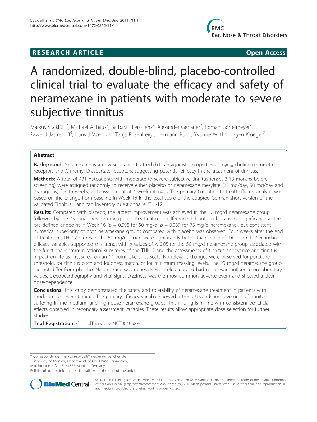 A Randomized, Double-Blind, Placebo-Controlled Clinical Trial To