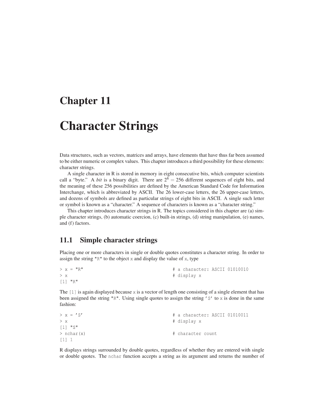 Simple Character Strings