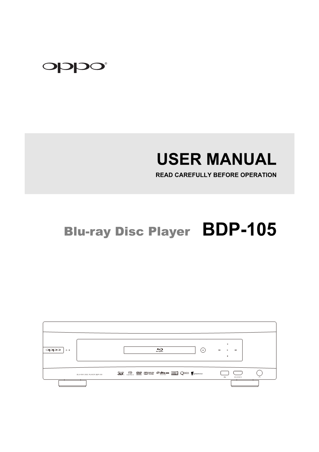 Blu-Ray Disc Player BDP-105 Table of Contents