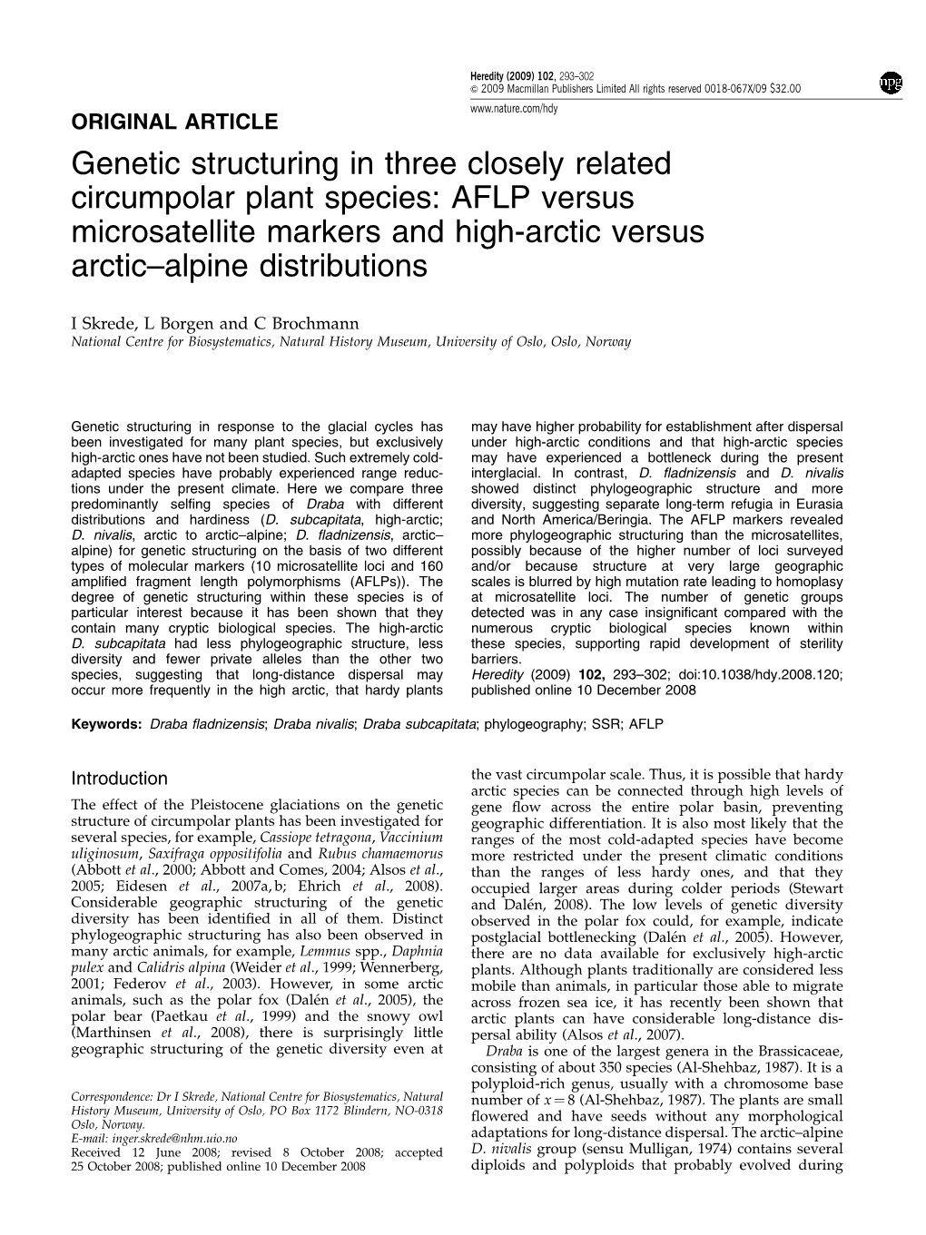 Genetic Structuring in Three Closely Related Circumpolar Plant Species: AFLP Versus Microsatellite Markers and High-Arctic Versus Arctic–Alpine Distributions