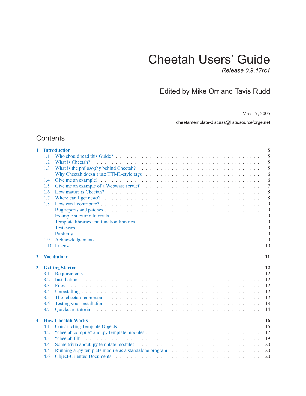 Cheetah Users' Guide