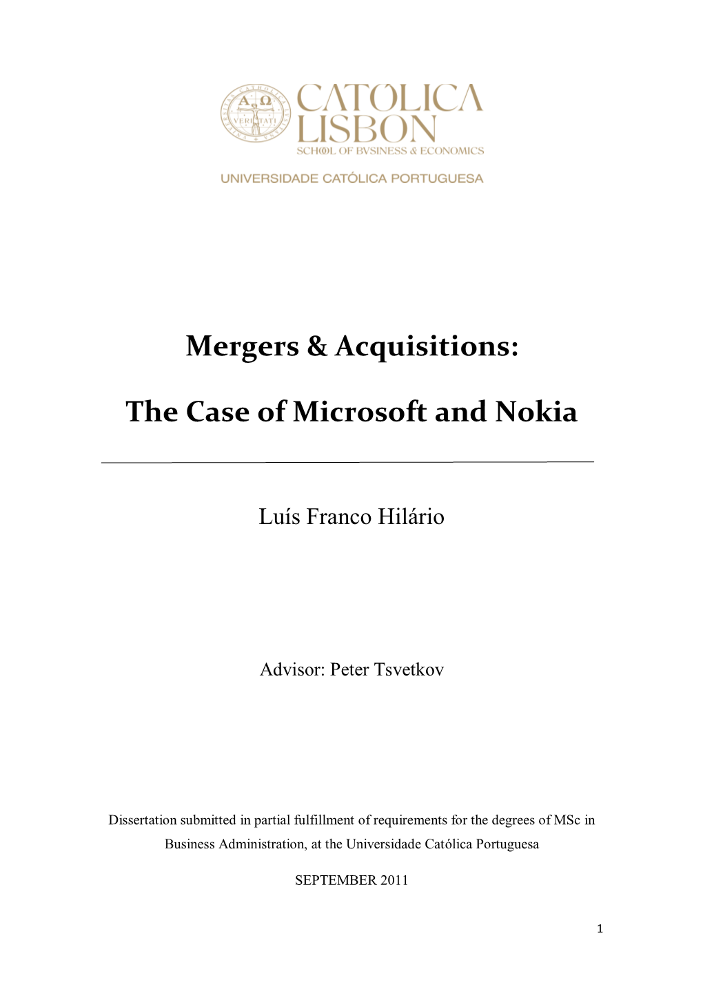 Mergers & Acquisitions: the Case of Microsoft and Nokia