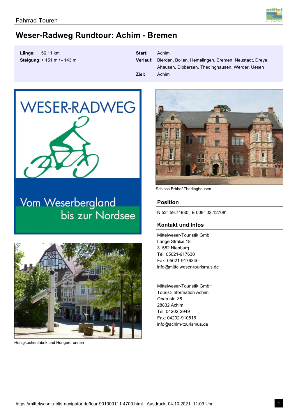 Weser-Radweg Rundtour: Achim - Bremen