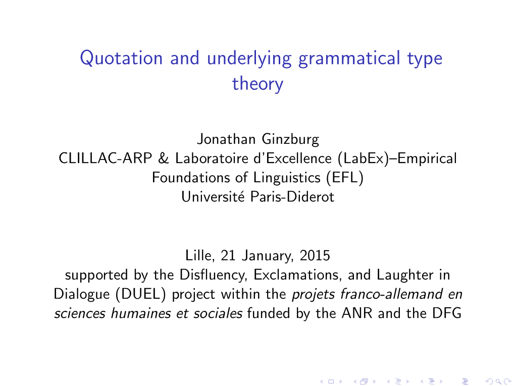 Quotation and Underlying Grammatical Type Theory