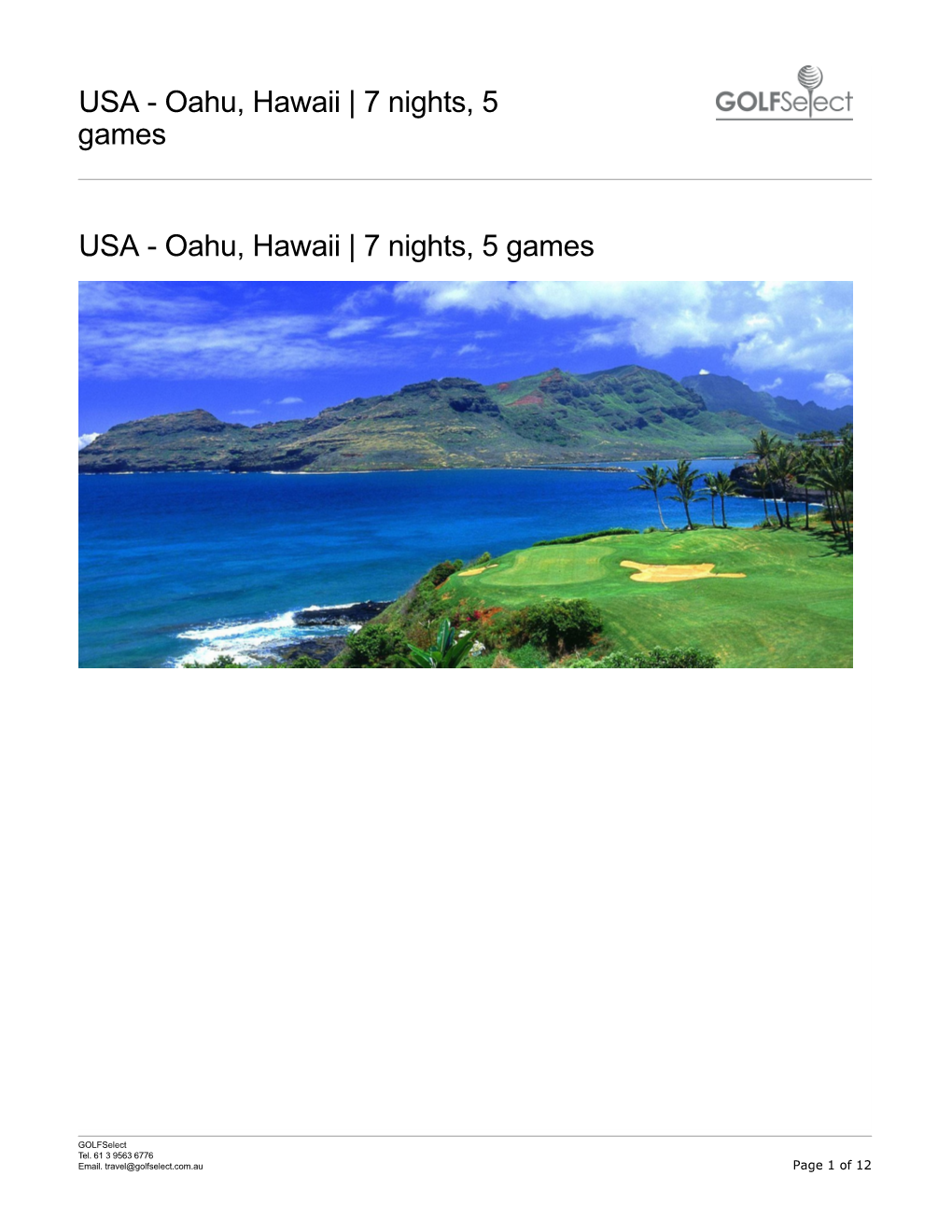 Oahu, Hawaii | 7 Nights, 5 Games