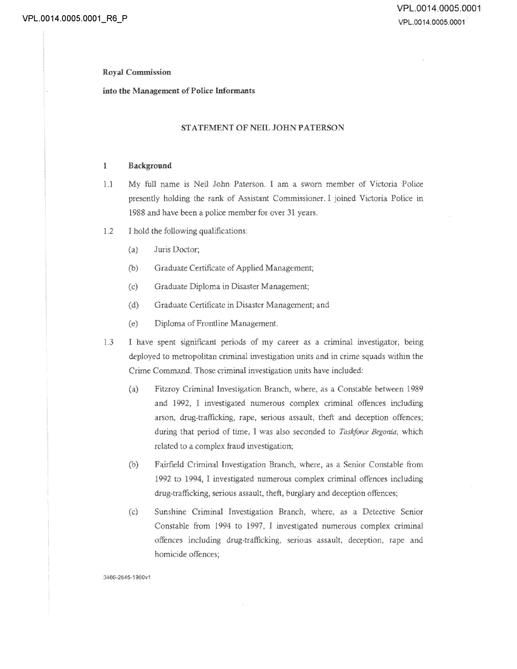 Exhibit RC0008 Statement of Assistant Commissioner Neil Paterson, 22