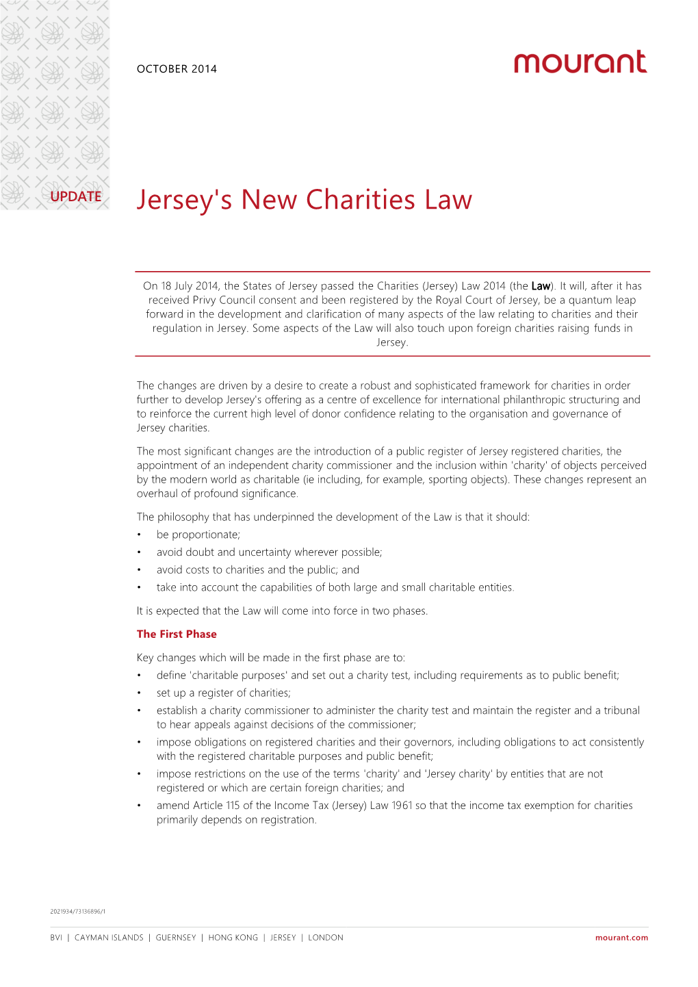 Jersey's New Charities Law