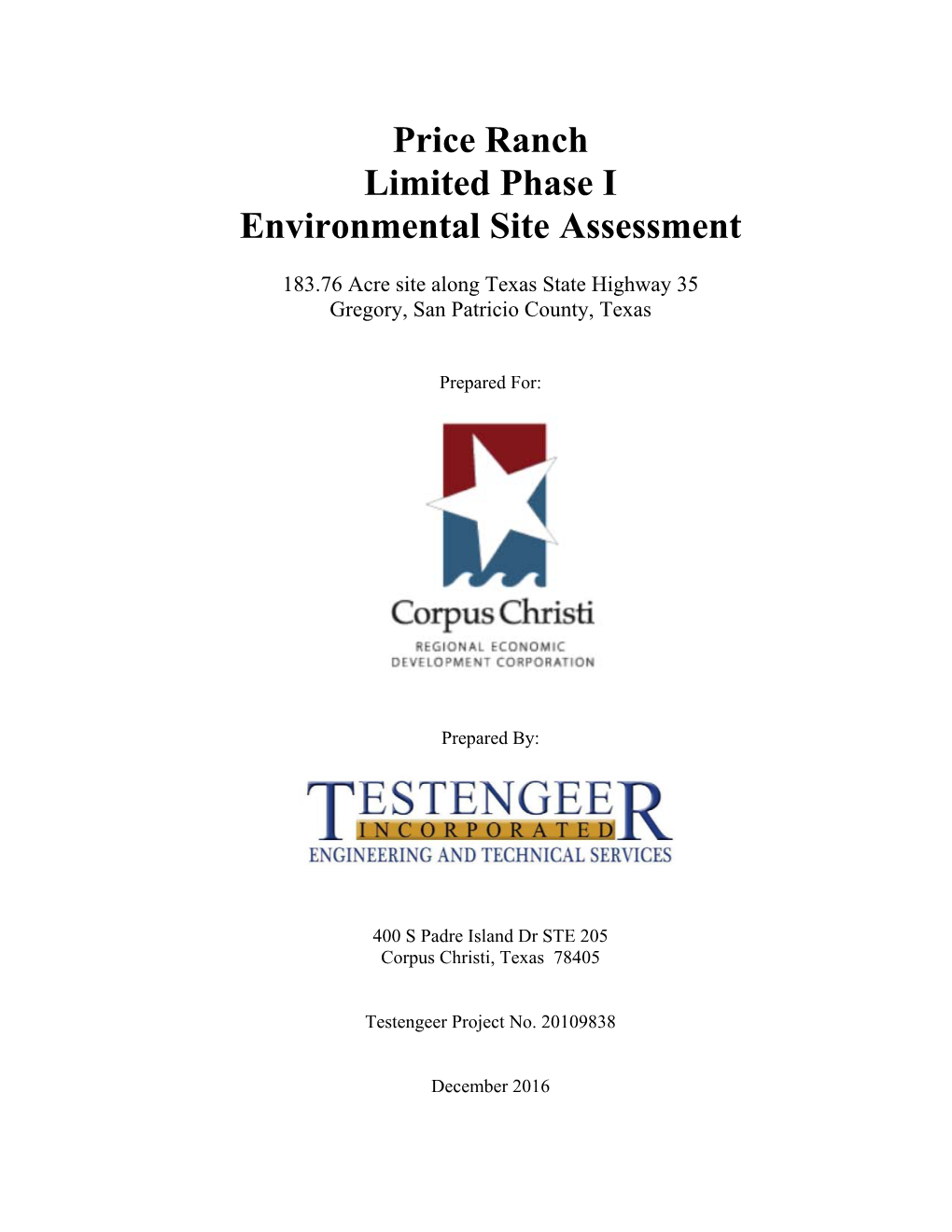 Price Ranch Limited Phase I Environmental Site Assessment