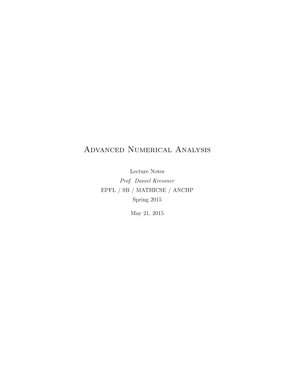 Advanced Numerical Analysis