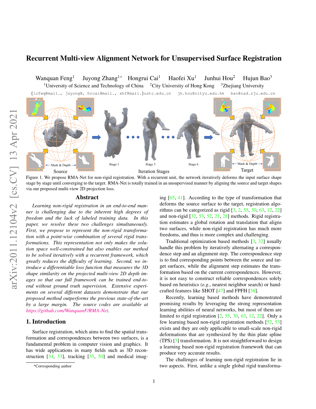 Arxiv:2011.12104V2 [Cs.CV] 13 Apr 2021 Ments on Several Different Datasets Demonstrate That Our Crafted Features Like SHOT [47] and FPFH [38]