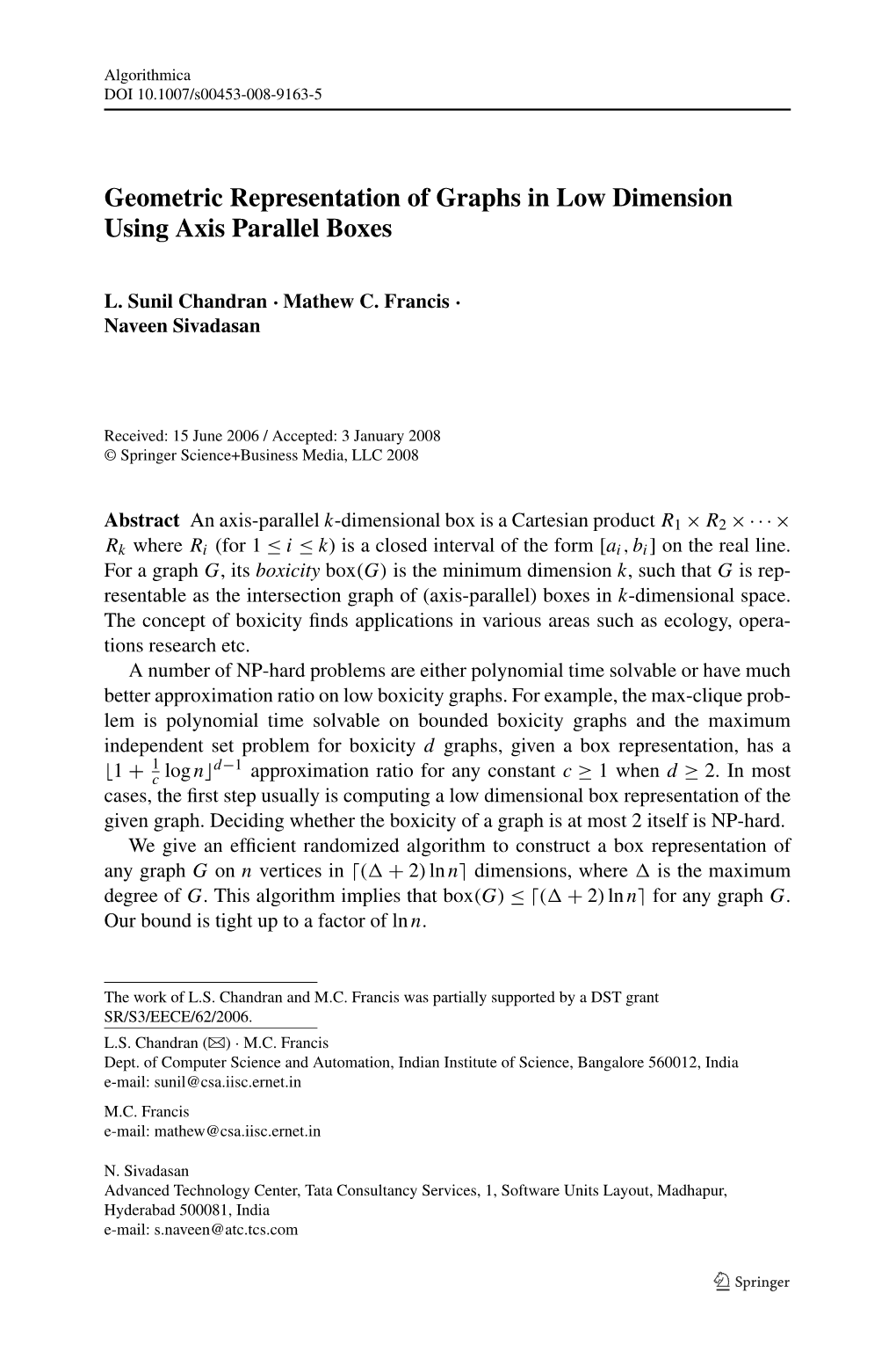 Geometric Representation of Graphs in Low Dimension Using Axis Parallel Boxes