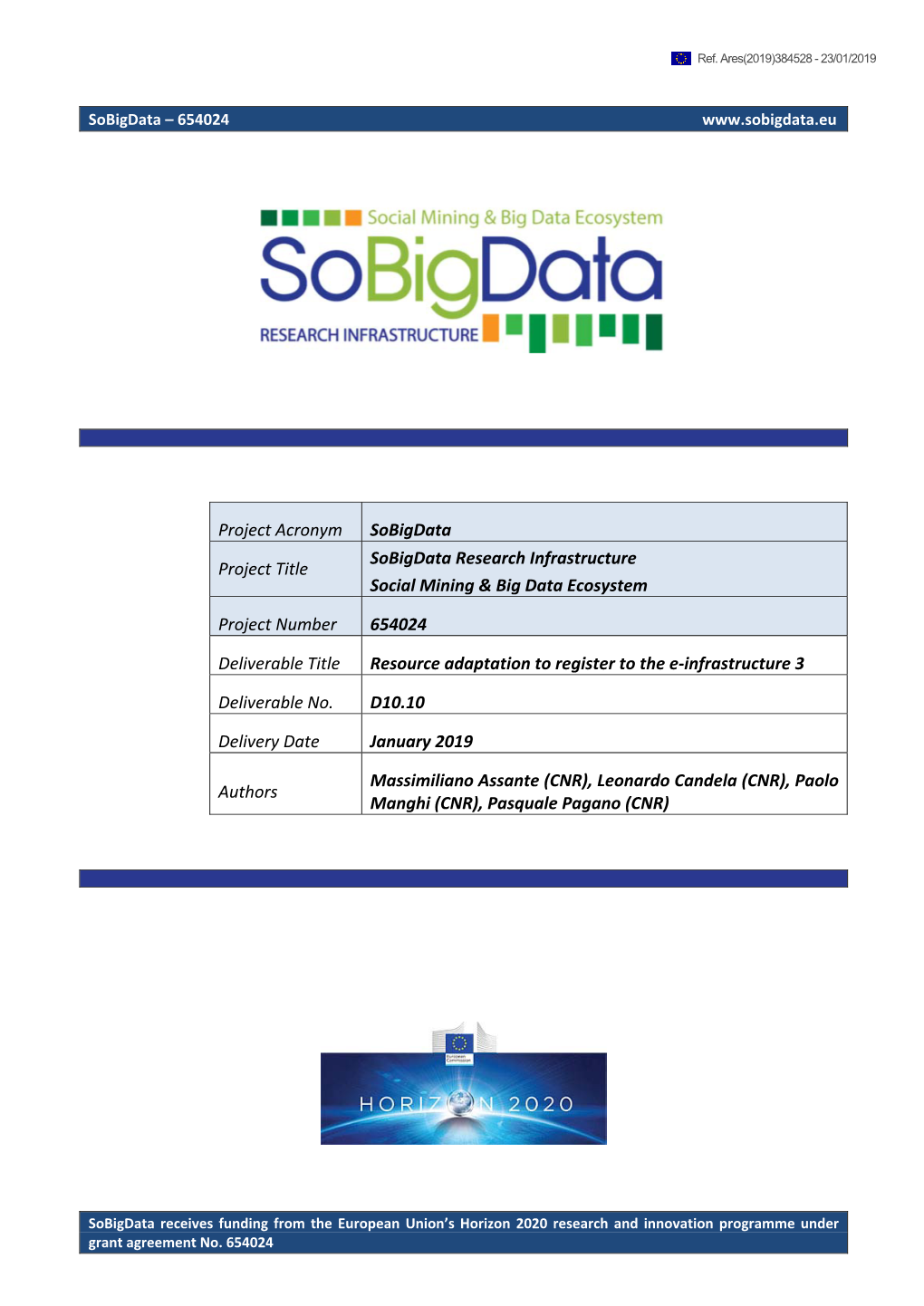 Project Acronym Sobigdata Project Title Sobigdata