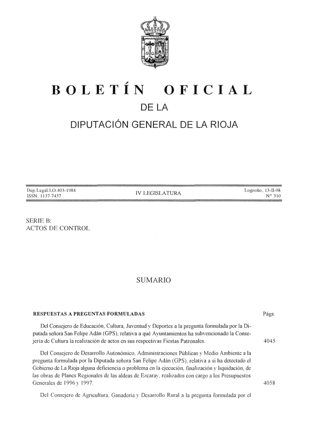 Boletin Oficial De La Diputación General De La Rioja