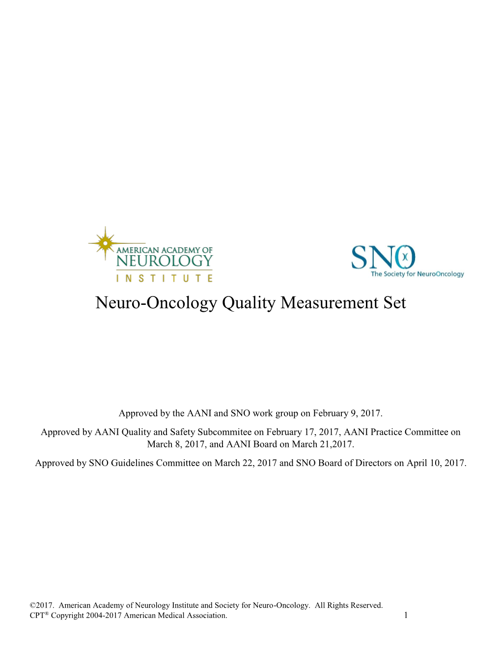 Neuro-Oncology Quality Measurement Set