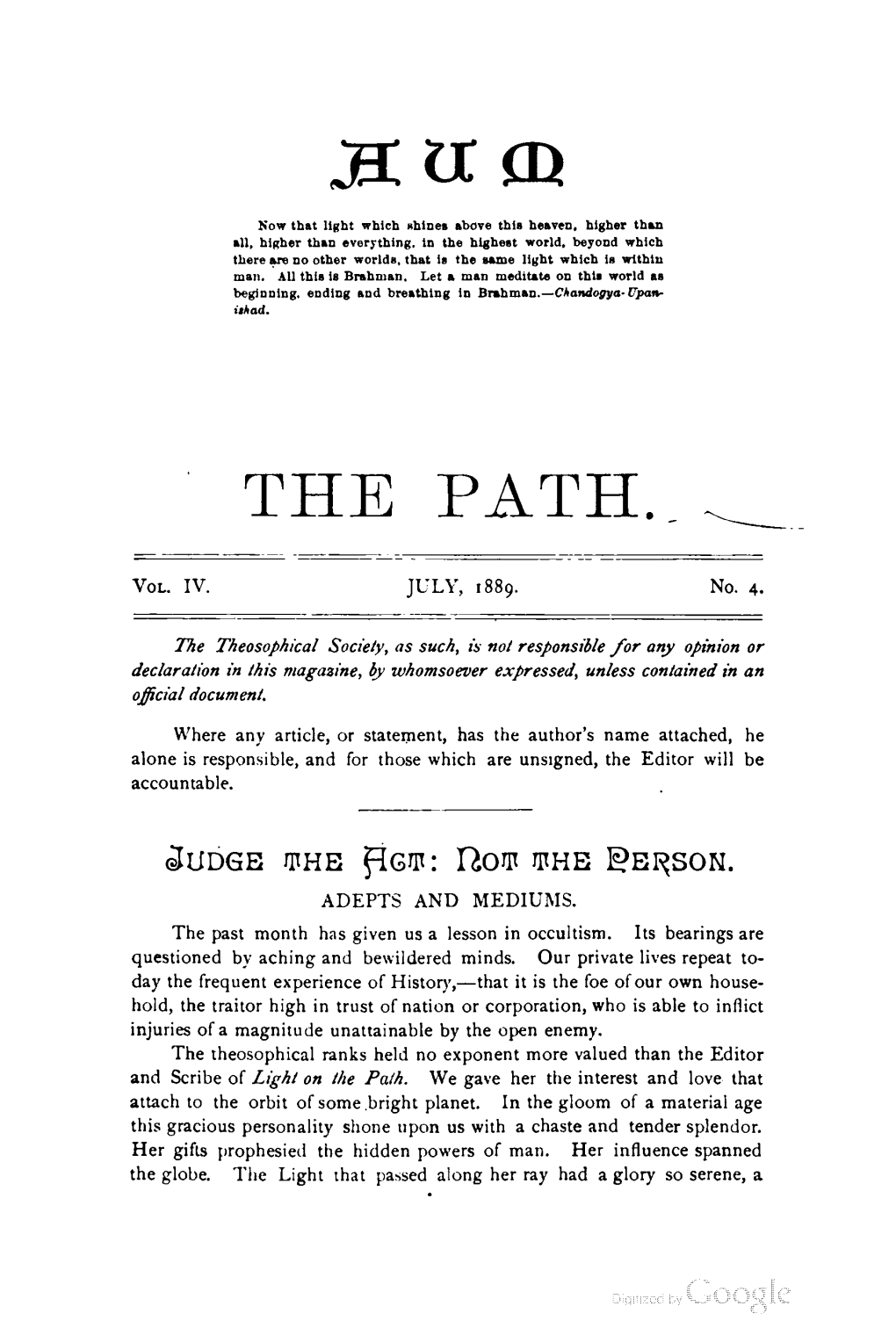 The Path V4 N4 July 1889