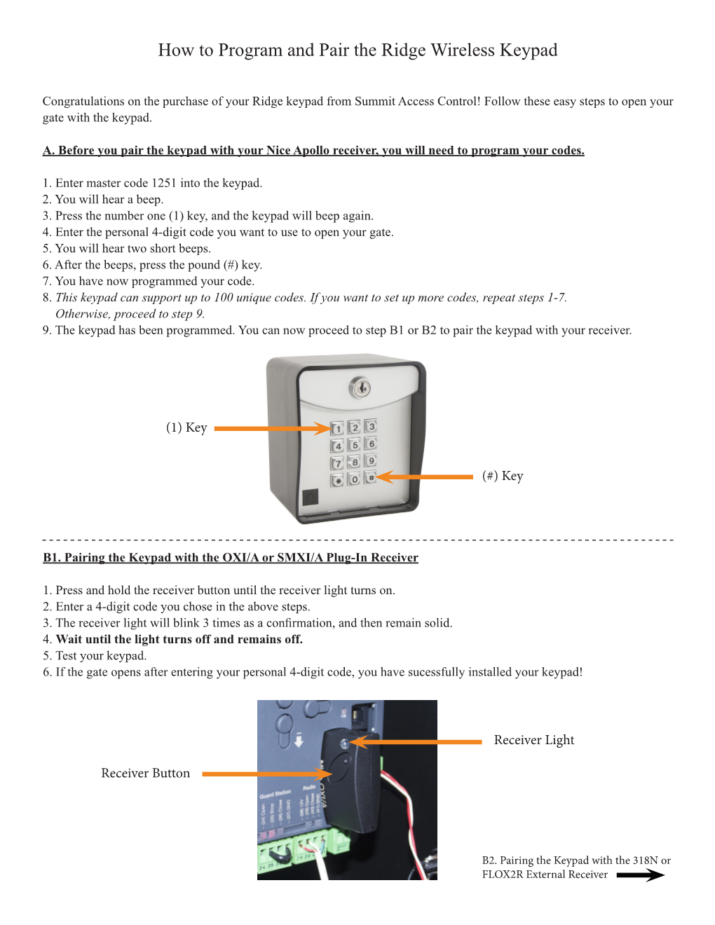 How to Program and Pair the Ridge Wireless Keypad