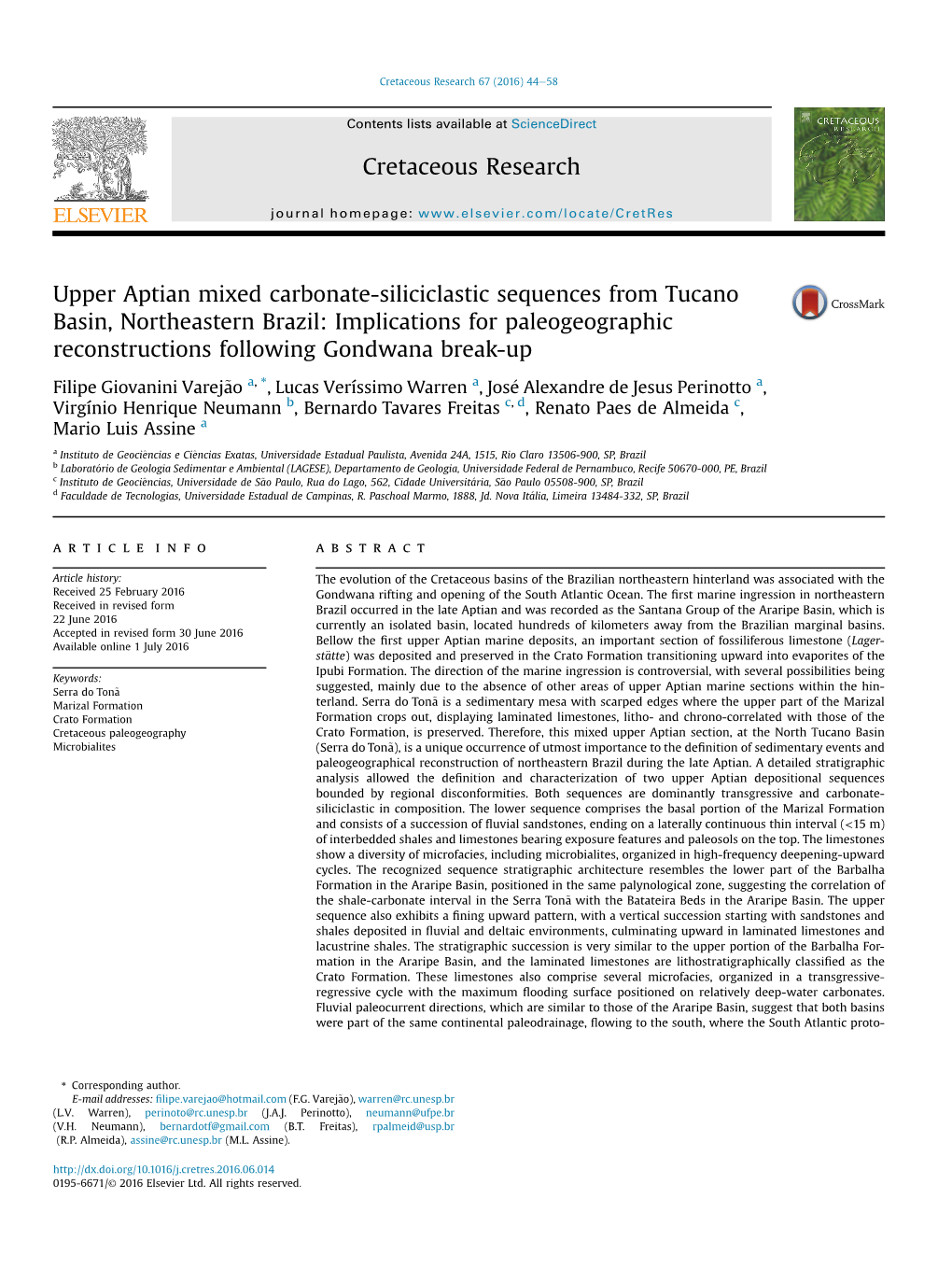 Upper Aptian Mixed Carbonate-Siliciclastic Sequences from Tucano