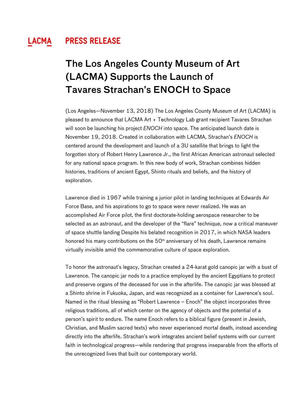 ^ Press Release the Los Angeles County Museum of Art (LACMA
