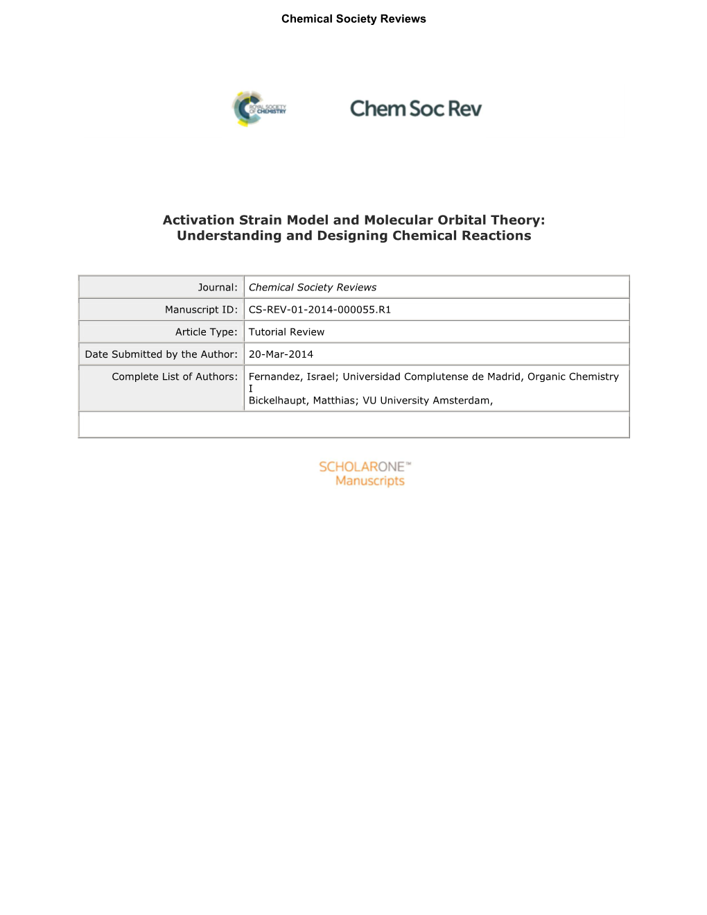 Activation Strain Model and Molecular Orbital Theory: Understanding and Designing Chemical Reactions