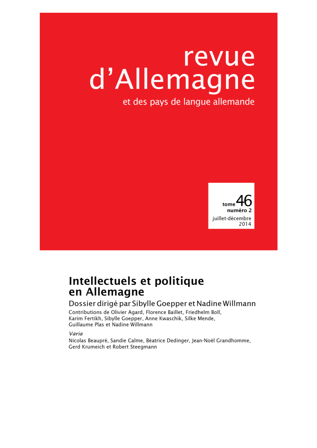 Intellectuels Et Politique En Allemagne