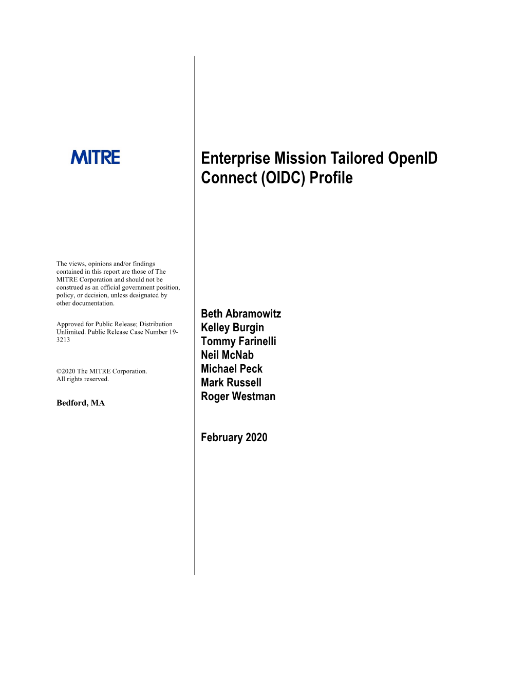 Enterprise Mission Tailored Openid Connect (OIDC)