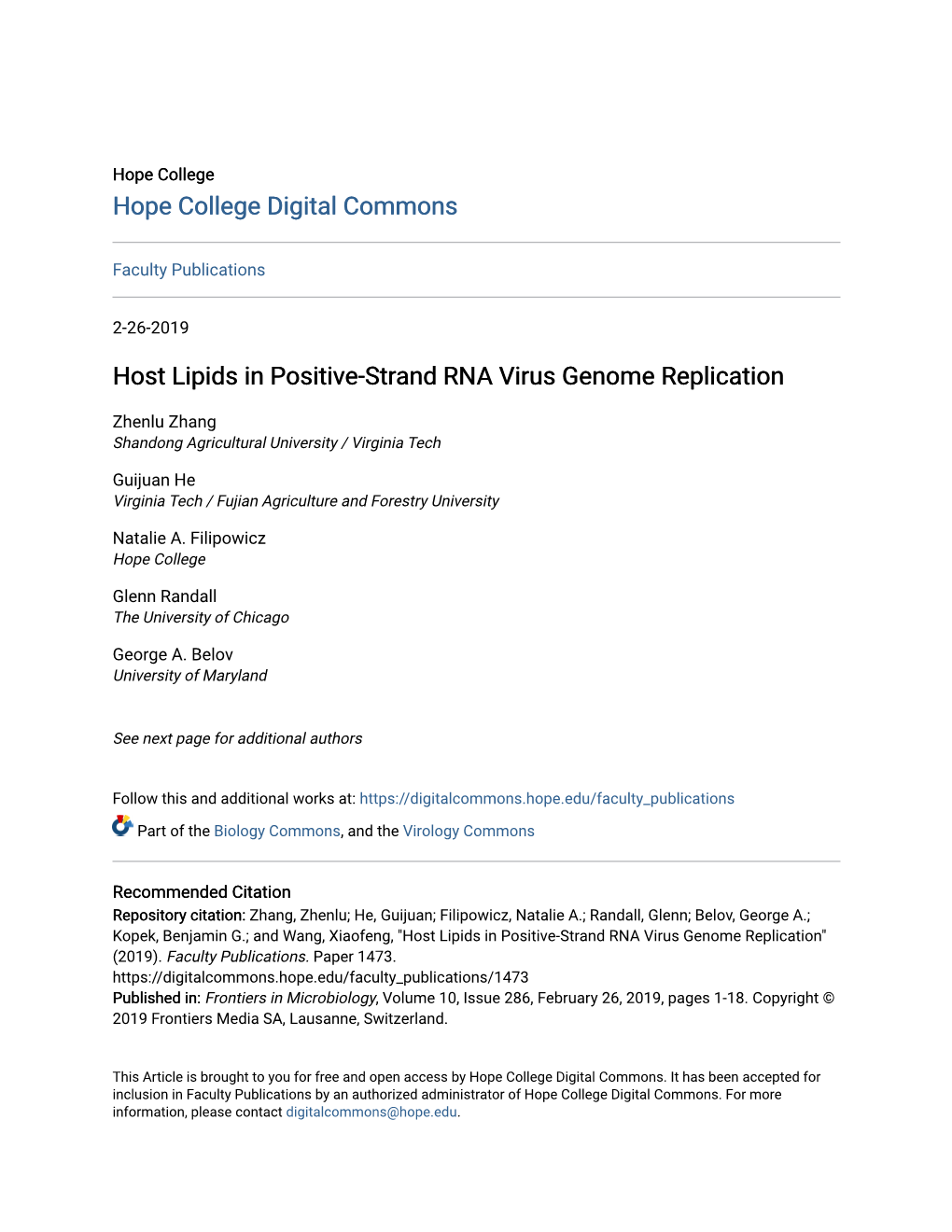 Host Lipids in Positive-Strand RNA Virus Genome Replication